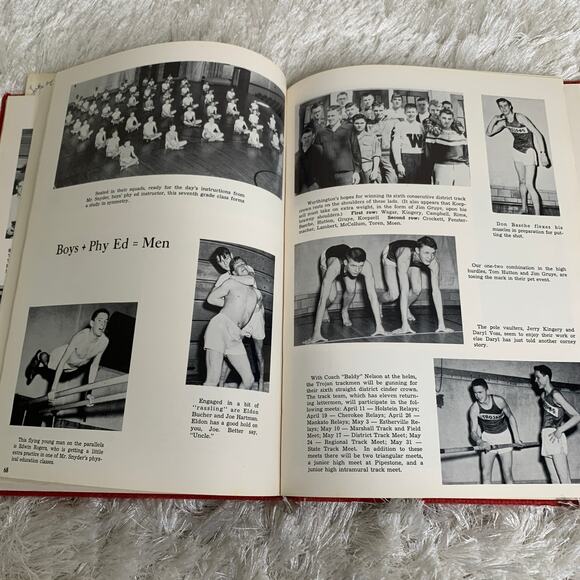 Worthington Mn Trojans 1952 Year Book Red Fabric BW Photos Signed - Picture 3 of 5